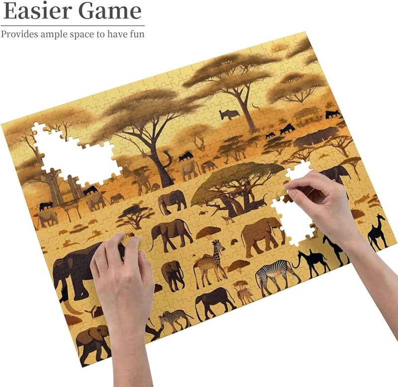 Phayah 500 قطعة لغز حيوانات السافانا الأفريقية للكبار ديكور المنزل - Image 3